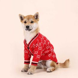 Fashion Dog Apparel sweater autumn winter high quality printed red khaki small medium pet cat dogs sweaters clothes buttons outwear cool