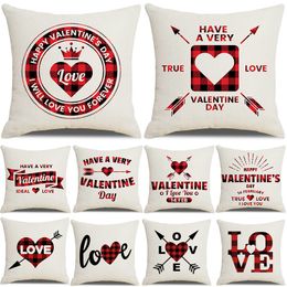 Valentines Day Throw Pillow Cover 18 Inch Pillow Case for Home Decor Heart Love Cushion Cases Sofa Couch Decorations JK2101XB