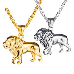 New ins popular fashion designer stainless steel necklace hip hop stylish animal tiger pendant necklace jewelry for men gold silver 60cm