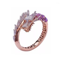 Unique Style Female Dragon Animal Ring Rose Engagement Ring Vintage Wedding Band For Women Party Jewelry Gift1