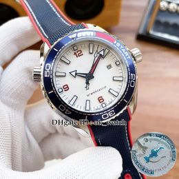 New 43.5mm 2813 Automatic Mens Watch 215.32.43.21.04.001 White Dial Pepsi Blue Red Ceramics Bezel Rubber Nylon Strap Sport Watches