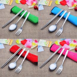 Portable Cutlery Set Travel Camping Flatware Set Stainless Steel Chopstick Fork Spoon Dinnerware Set Useful Wedding Gifts Party HHC2891