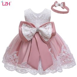 LZH Зимнее платье для маленьких девочек, кружевные платья принцессы для новорожденных, платье для первого дня рождения, Рождественский костюм, праздничное платье для младенцев, Q1223