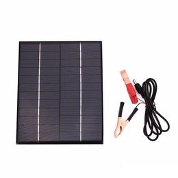 BUHESHUI Portable 12V 5.5W Panel Power Bank DIY Solar Charger External Battery for Car W/crocodile