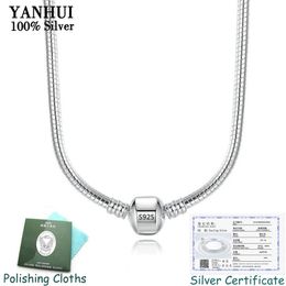 2020 Hot Sale Fine 925 Silver Snake Chain Necklace With Certificate Fit Original Beads Charms Pendants DIY Jewellery Gift LJ201009