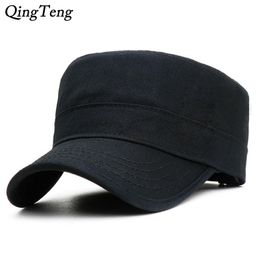 Solid Colour Black Men Caps Baseball Hats 100% Outdoor Sports Flat Top Cap Hiking Mount Visor Military Snapback Female Hat J1225