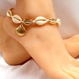 Handmade Weave Anklets for Women Shell Sequins Charm Bracelet Anklet Bohemian Rope Ankle Bracelets Beach Foot Jewellery