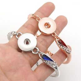 Charm Bracelets SG0232 Fashion Metal/Leather Simple Rhinestone Silver Color/Golden Snap Bracelet Bangle Fit 18MM Buttons Jewelry1