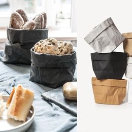 Storage Bags Waterproof Vase Nordic Style Bag DIY Home Decor Washable Kraft Reusable Flowerpot Fruits Flower Pot Basket Fruit