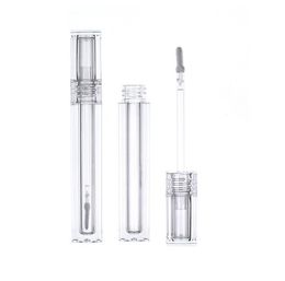 2021 4.5ML Transparent Square Lipgloss Tube with Rubber Wand Empty Plastic Liquid Lipstick Container Refillable Lip Gloss Bottles