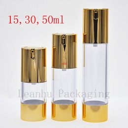 Gold makeup setting spray airless lotion cream pump bottle, travel size luxury dispenser container jarhigh qualtity