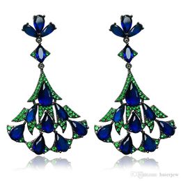 Women Luxury Earrings Crystal Stone Design Big Drop Earrings