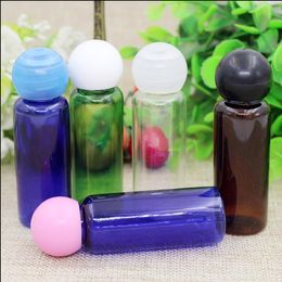 100 pcs Free Shipping 20 ml Transparent Plastic Bottle Round Cover with Inner Plug Perfume Toner Packaging Cosmetic Container