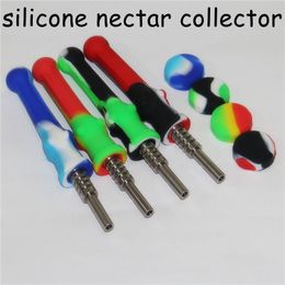 20pcs DHL free Silicone NC with Titanium Tip & Quartz Tips Hookahs Dab Straw Oil Rigs Silicon Smoking Pipe glass pipes smoke accessories