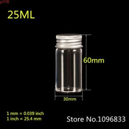 (Pack of 24)Small Glass Bottles Aluminium Screw Cap Silver Lid Mini Transparent Clear Empty Jars Vials 25mlgoods