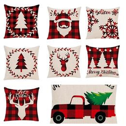 hot Christmas pillowcase washable Elk car sofa cushion cover pillow cover Plaid Pillowcase Home Textiles 9 style T2I51681