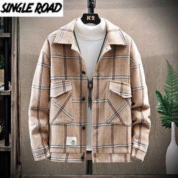 SingleRoad Mens Winter Jacket Men Cargo Coat Plaid Patchwork Parka Windproof Streetwear Casual Khaki Parkas Jackets For Men 201126