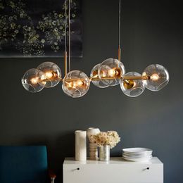 Lampade a sospensione a sfera in vetro Nordic Loft Creative Molecule Design Winehouse Soggiorno Cucina Bar E14 Lampade a sospensione