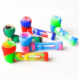 Wholesale Price Silicone Smoking Pipe Removable Hand Pipe with glass bowl Oil Burner Dab Rigs Water Pipes