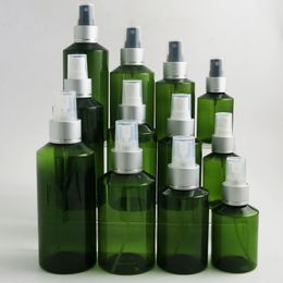 Refillable Empty Shoulder slope Amber Green PET Plastic Bottle With Mist Sprayer 100ml 150ml 200ml 30pcs