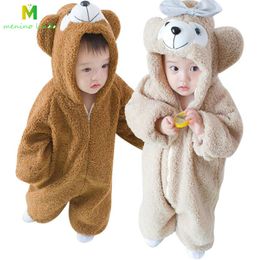 Infant Romper Baby Boys Girls Jumpsuit New born Bebe Clothing Hooded Toddler Baby Clothes Cute bear Romper Baby Costumes 201028