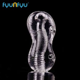 NXY Sex Masturbators Adult Toys Silicone Vagina Transparent Silicon Pussy Masturbation Work Out Endurance Exercise for Man Products 220127