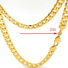 Model Men Thick Chunky Chain 24 k Stamp link C Solid Yellow Gold GF Necklace 600 * 12 mm Heavy