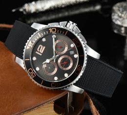 Top quality luxury mens watch subdial work quartz movement watch chronograph rubber strap waterproof stopwatch Analogue luminous bat3218