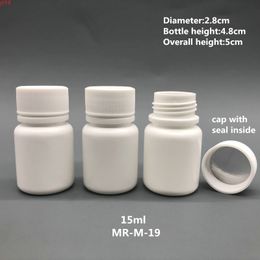 Free Shipping 100+2pcs 15ml 15g 15cc HDPE White Small Empty Plastic Pill Bottles Medicine Containers with Caps & Sealergood qualtity