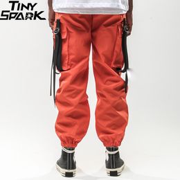 2020 Harajuku Pant Joggers Men Hip Hip Cargo Pants Pockets Swag Ribbon SweatPant Streetwear Spring Summer Track Trousers Hipster LJ201104