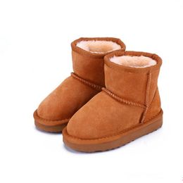 Kids Snow Boots WG Australia Winter Genuine Leather Fur child Top High Quality for Boys Baby girls Warm boot