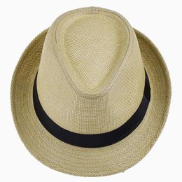 Fashion Womens Mens Unisex Fedora Trilby Gangster Cap Summer Beach Sun Straw Panama Hat Couples Lovers Hat 2021