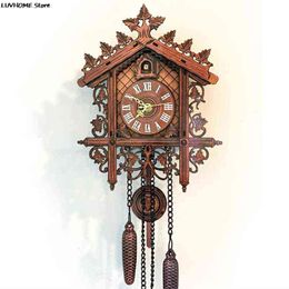 Vintage Cuckoo Clock Forest Quartz Swing Wall Alarm Handmade Room Decor Wall Alarm Handmade Room Decoration H1230