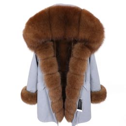 natural raccoon fur collar detachable artificial fur liner parka thick warm women's jacket fashion loose long winter coat 201103