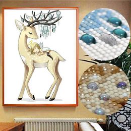 Meian 5D Diamond Painting Angel Elk Full Drill Diamond Mosaic Sets Diamant DP Kits Special Shaped Diamond Embroidery Animals 201112