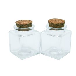 Small Square Bottle With Corks Clear Empty Glass Bottles glycyrrhiza sweets Food Grade Seal 50ml Jars Vials 24pcs