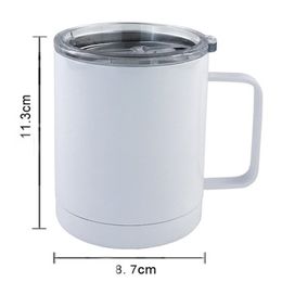 Cheapest 10oz Sublimation Blank Coffee Mug Cup Office Double Wall Sublimation Insualted Vacuum Drinking Water Tumbler With Handle GGD2261