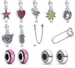 Designer Jewelry 925 Silver Bracelet Charm Bead fit Pandora Love Couple Necklace Me Series Safety Chain Slide Bracelets Beads European Style Charms Beaded Murano