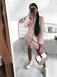 Women Retro Slim Fitness Long Sleeve Blazer Coat Button Casual Outwear Jacket Ladies Double Breasted Lapel Blazer Autumn1