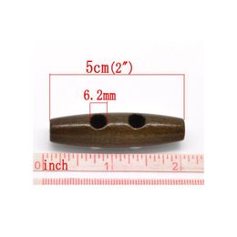 30 Pcs Wood Sewing Toggle Button For Diy Apparel 2 Holes Oval Dark Coffee Kniting Buttons Kids Clothing 50mm(2\") X 1m jllYbT
