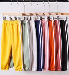 HOT Boys Girls Stripe Trousers Kids Sports Pants Children Soild Color Stretch Elasticity Clothing 3-8 years old child pants