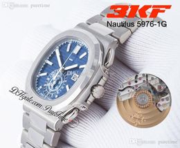 3KF 5976/1G Chronograph Automatic 40th Anniversary Mens Watch Blue Dial Super Edition Stainless Steel Bracelet 2021 Wathces Puretime PTPP A1