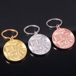 Gold Plated Bitcoin Coin Key Chain Money Souvenir Home Decoration Newest Keyring Pendant Collectible Coin Art Collection Gift