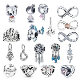 925 Sterling Silver Loose Beads Heart Dog Flower Boy Girl Charms Fit Pandora Bracelets Women DIY Fine Luxury Jewellery Ladies Gift