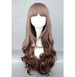 Lolita Purple Mix Lange Curly Fashion Party Cosplay Wig Heat Resistant