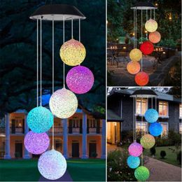 6Leds Ball Hanging Multicolor Solar Wind Chimes Decorative LED Light for Window Party Garden Wedding LED Decorative Light