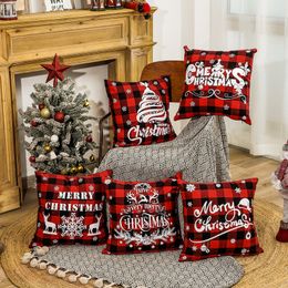 Christmas Decorations Buffalo Plaid Pillow Covers Xmas Winter Holiday Throw Pillow Case for Couch Sofa 18 Inches JK2011XB