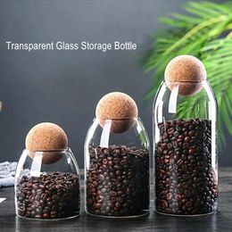 Storage Bottles & Jars Ball Cork Lead-free Glass Bottle Tank Sealed Dried Fruit Cereals Transparent Coffee Contains1