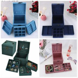 Portable Flannelette Jewellery Box Large Capacity Trinket Box Birthday Gift Jewellery Collection Jewellery Box Storage Case sea shipping FFB4382