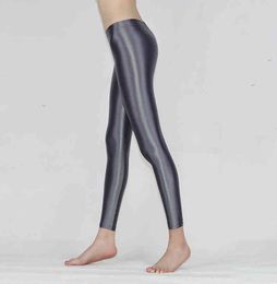 Thin transparent glossy seamless sexy yoga pants Women glitter high waist sports leggings Workout gym fitness tights trousers H1221